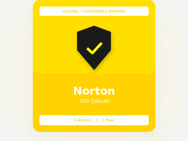 Norton 360 Deluxe – 1 Year 5 Devices Genuine License Key