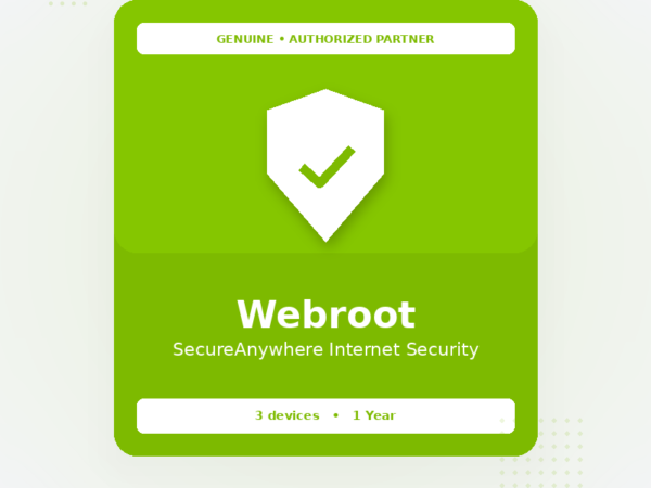 Webroot SecureAnywhere Internet Security – 1 Year 3 Devices Cloud Antivirus
